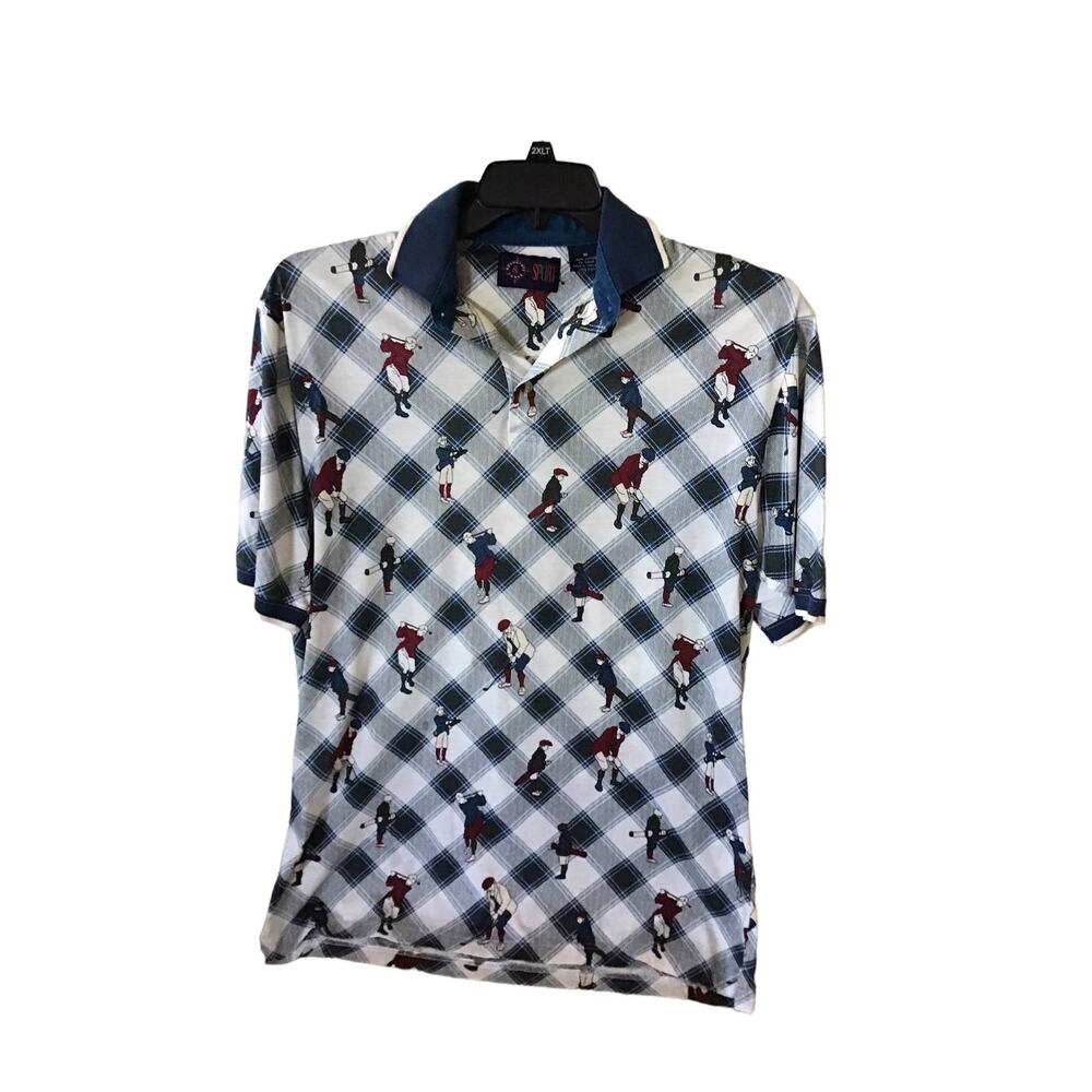 Roundtree & York Sport Mens Golf Shirt with Golfers Size M